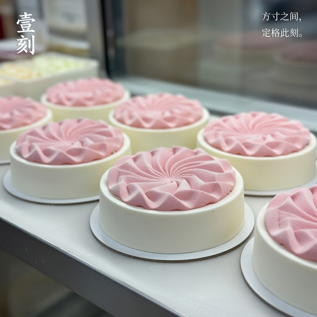 Customized Mousse Cake Macaron Color Wave Texture Series Round Silicone Mold